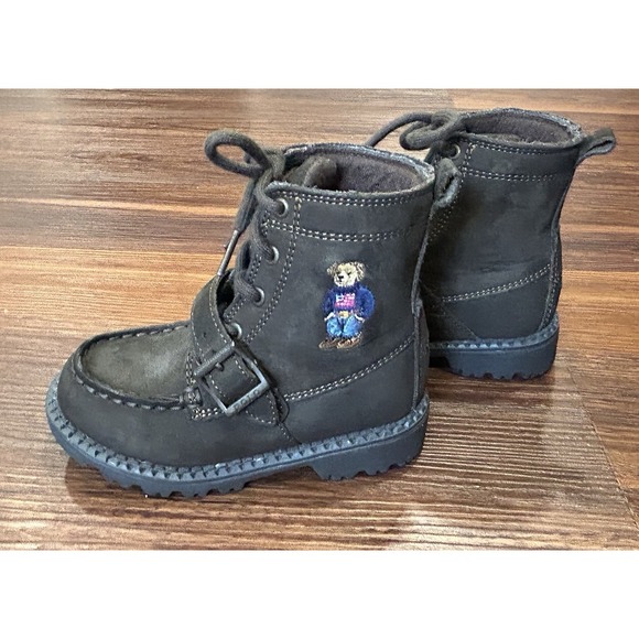 Ralph Lauren Polo Bear Ranger HI II Boots Leather Dark Brown Boys Size 8 M New - Picture 12 of 16